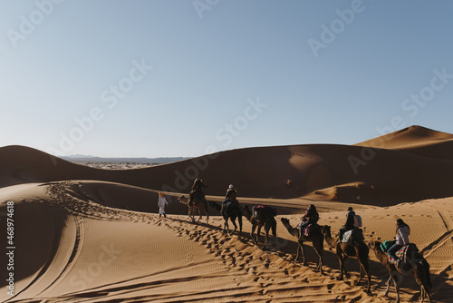 merzouga desert dunes camels photo