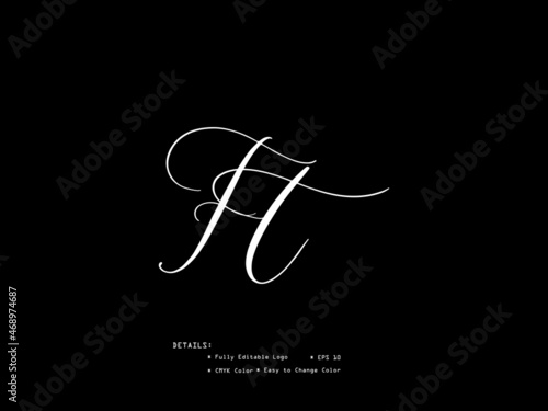 Signature FT Logo, monogram FT f t letter logo icon vector for your brand or business photo