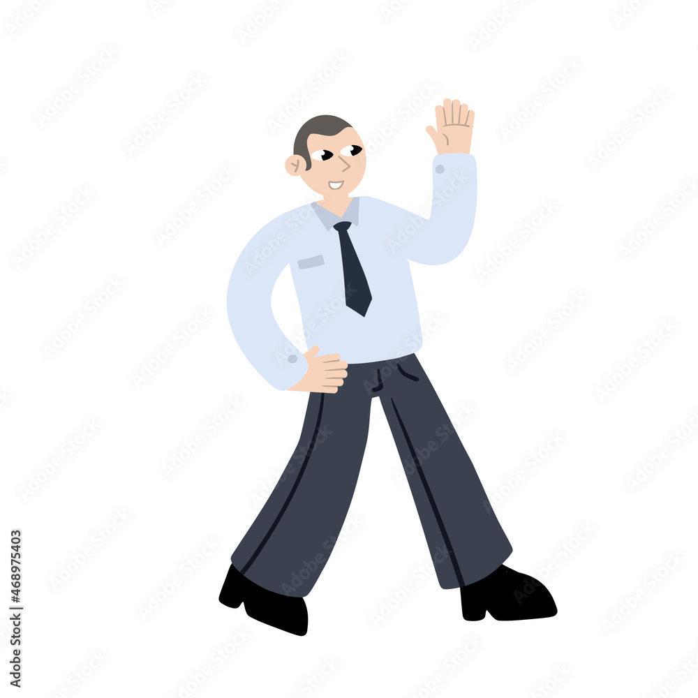 Business character. Man in shirt walk. Trendy flat cartoon illustration. Modern office worker Business character. Man in shirt walk. Trendy flat cartoon illustration. Modern office worker