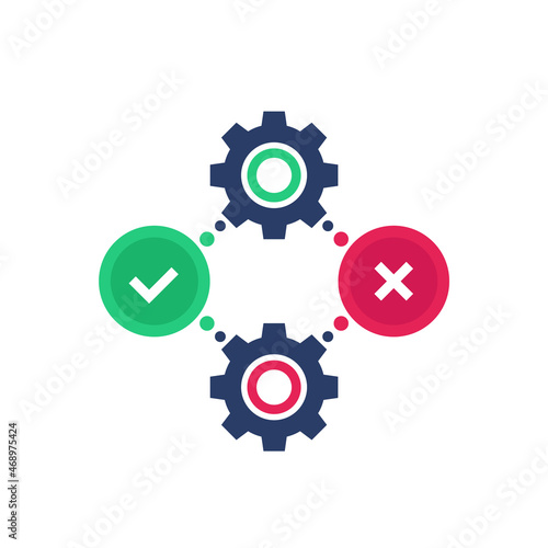 positive and negative icon with gears