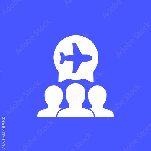 airplane and passengers icon, vector