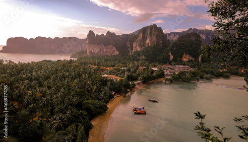 Sunset over the river in Railey Beach