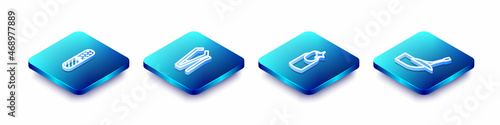Set Isometric line Nail file, cutter, manicure and Manicure icon. Vector