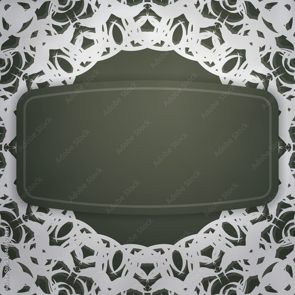 Congratulatory Flyer in dark green color with an abstract white ornament for your design.