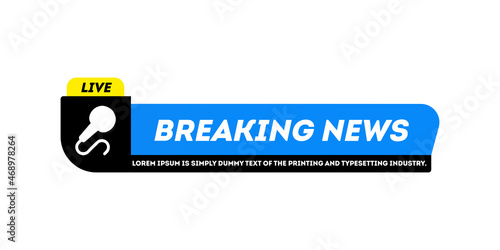 Background screen saver on breaking news. Breaking news live banner isolated on white background.
