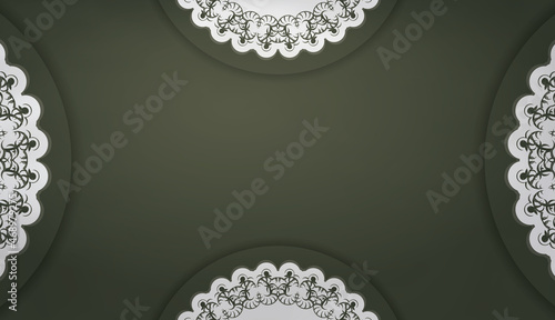 Dark green background with abstract white pattern and space for your logo