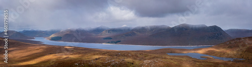 aerial view of strath bran near achnasheen in the torridon region of the north west highlands of scotland in autumn photo