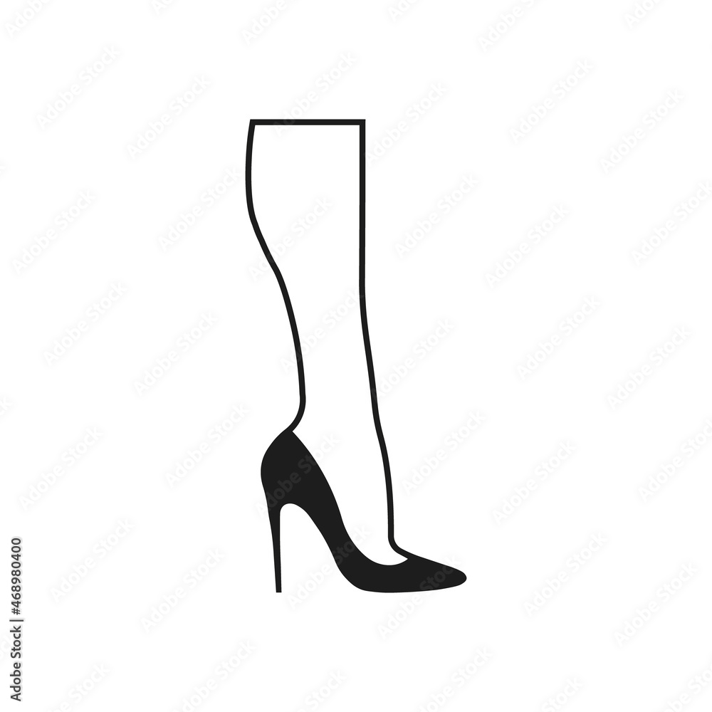 Female leg in high-heeled shoe icon. Vector illustration. Flat design. Isolated. Female leg in high-heeled shoe icon. Vector illustration. Flat design. Isolated.