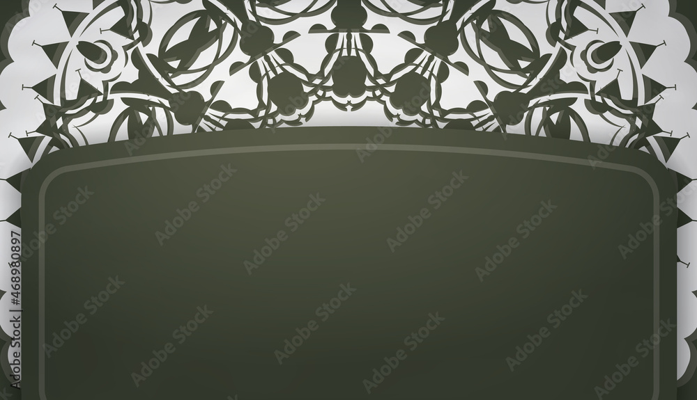 Dark green background with luxurious white pattern and space for your logo or text