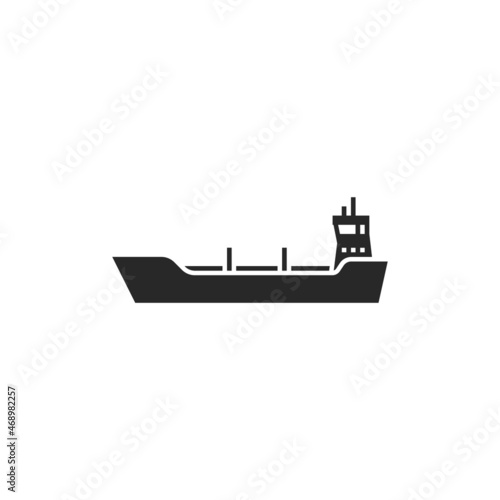 Oil tanker ship icon. fuel transportation and sea freight symbol