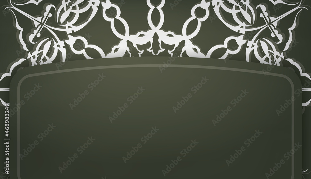 Dark green banner template with abstract white pattern and space for your logo