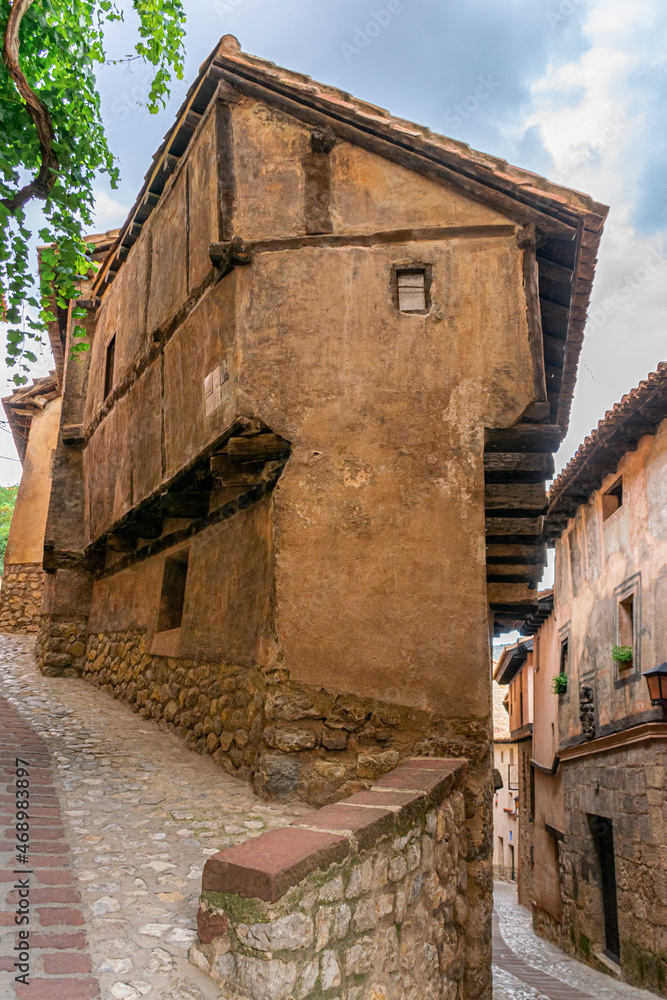 Street in the medieval town of Albarracin in the province of Teruel in Aragon, Spain.
