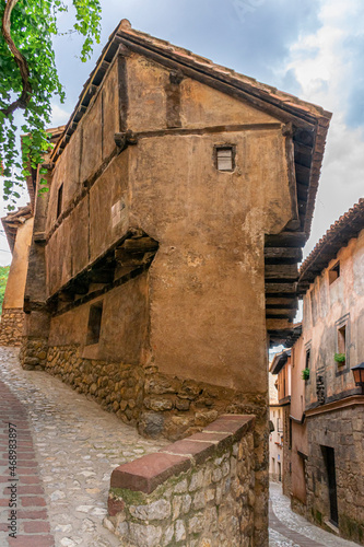 Street in the medieval town of Albarracin in the province of Teruel in Aragon  Spain.