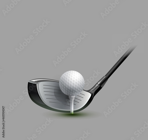 Golf club and ball, sports theme, sports equipment. Photorealistic vector illustration