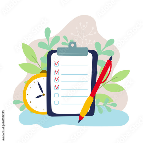 To do list concept. Undone checklist. Deadline, poor time management illustration. Time management concept. Effective business planning photo