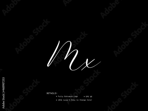 Initial Letter MX m x Signature Logo Design For Business