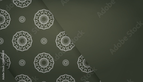 Dark green banner with mandala white ornament and place under your text