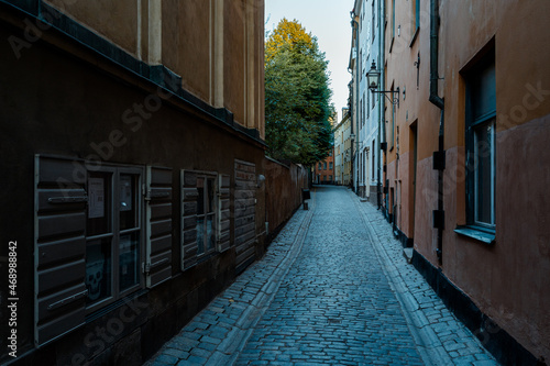 Narrow street of Gamla stan, Stockholm.