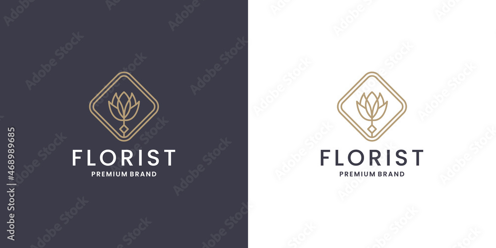 monogram flower rose logo design template