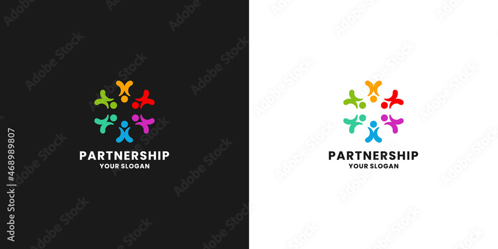 partnership logo design community. human group logo template