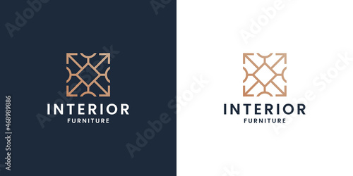 abstract monogram interior logo design real estate