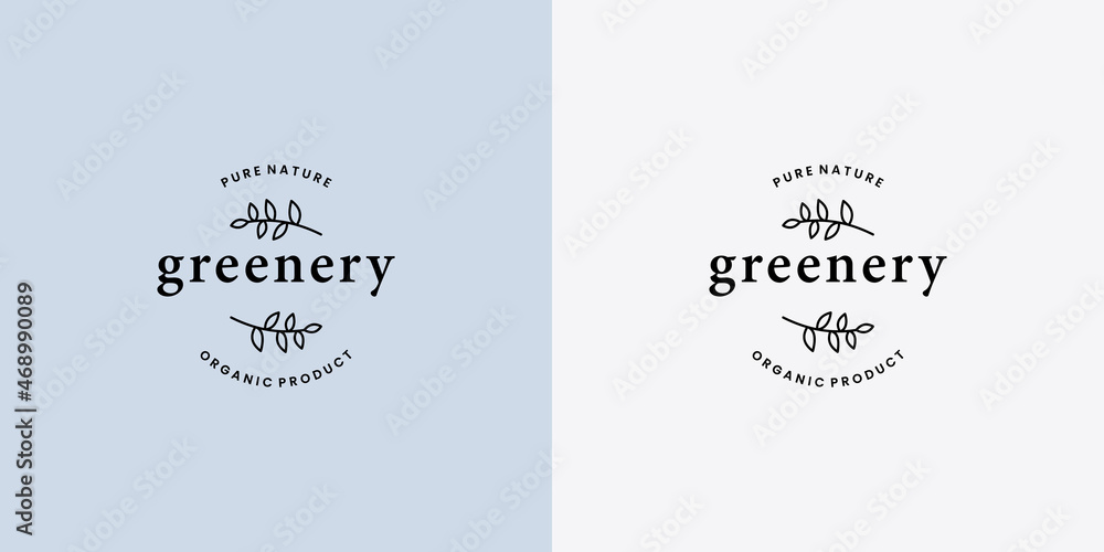 hand drawn greenery logo design for nature cosmetic