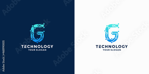 digital letter G logo design for technology