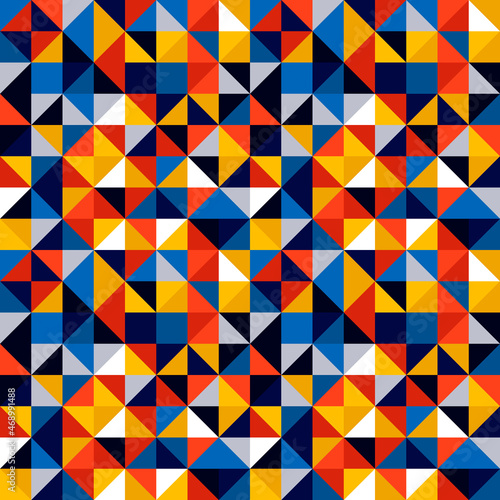 Mosaic background from triangles. Geometric tiles in various colors.