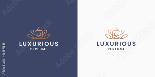 luxury perfume with leaf logo design