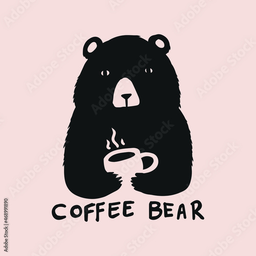 hand drawn coffee bear logo