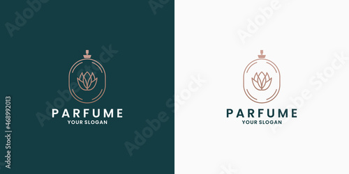 line art perfume logo design with flower
