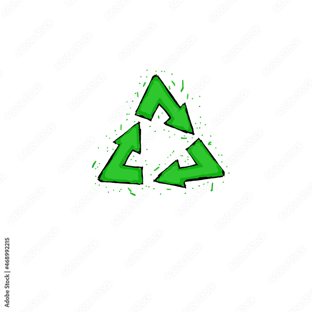 green triangular recycling symbol (three arrows) (colored) green triangular recycling symbol (three arrows) (colored)