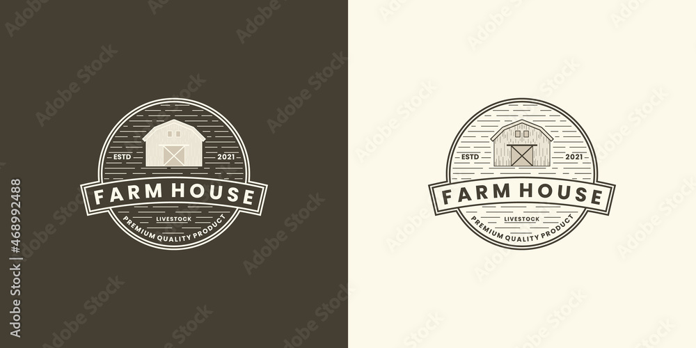 Obraz premium vintage farm house logo design. cattle farm logo template