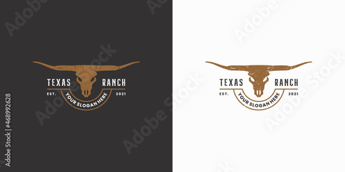 texas ranch, longhorn logo design vintage photo