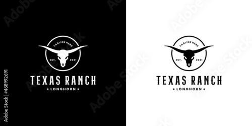longhorn logo design vintage for texas ranch