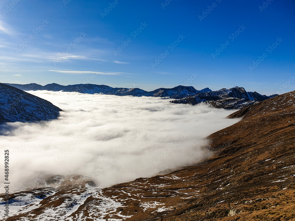 Sea of clouds, Dara Valley, Fagaras Mountains, Romania 