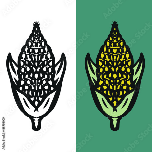 Flat corn cobs icon illustration, on a white background, editable vector file for all of your graphic needs.
