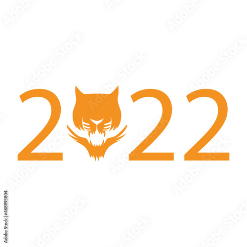 Vector tiger 2022. Year of the tiger 2022. Isolated. Drawn by hand. Cartoon