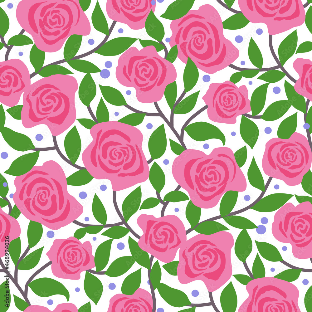 Vector seamless damask pattern, pink roses. Vector seamless damask pattern, pink roses.