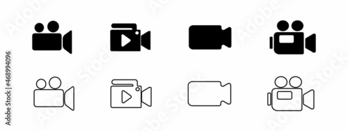 Video camera icons. Cinema and film signs, Movie camera vector.