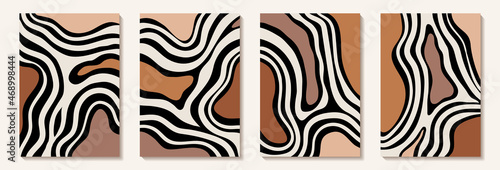 Creative minimalist hand painted Abstract art background with brawn stain and black abstract line shape. Design for wall decoration, postcard, poster or brochure. Modern card for decorative design