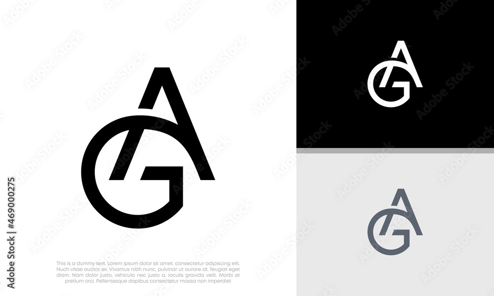 Initial AG logo design. Innovative high tech logo template. Stock