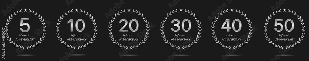 Anniversary Silver laurel wreath label set Anniversary Silver laurel wreath label set