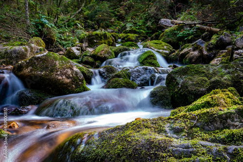 Wald, Wasserfall, Bach, Fluss, Steine, Bachlauf, Langzeitbelichtung