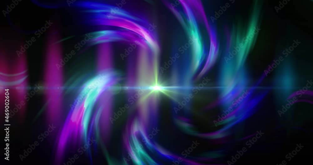 Animation of blue and pink swirling lights rotating on black background Animation of blue and pink swirling lights rotating on black background