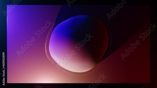 A piece of contemporary digital art in form of abstract morphing wobbly sphere on a virtual canvas. Illustration of trendy NFT art collection photo