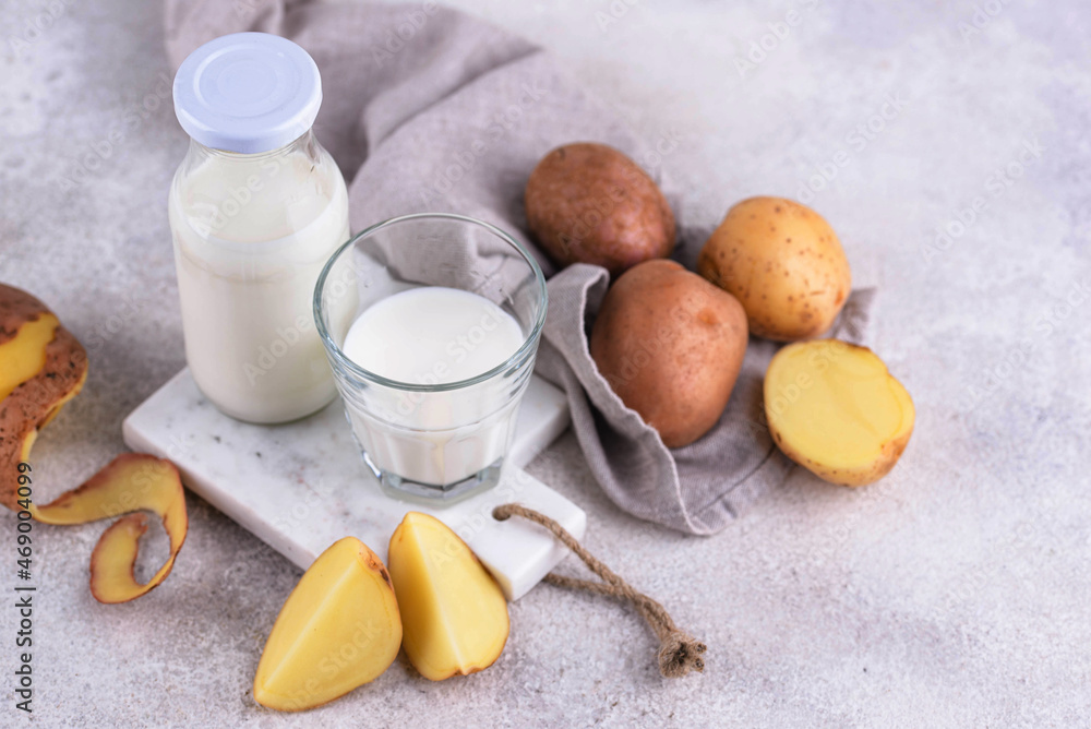Potato milk. Non-dairy healthy vegan drink Potato milk. Non-dairy healthy vegan drink