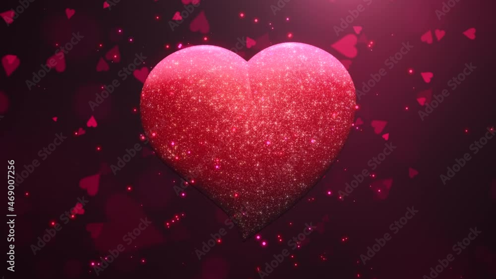 Big red heart with fly small hearts and glitters, motion holidays, romantic and Valentines style background Big red heart with fly small hearts and glitters, motion holidays, romantic and Valentines style background