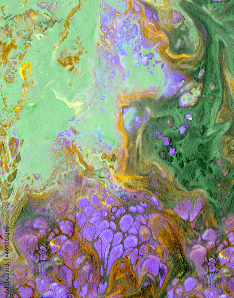 Liquid aryl. Contemporary art. Abstraction of a fairy forest, a fairy country. For banners, presentations, business cards, children's books