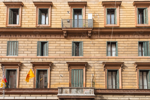 Facade of old buildings in Rome, Italy, Feb 2015